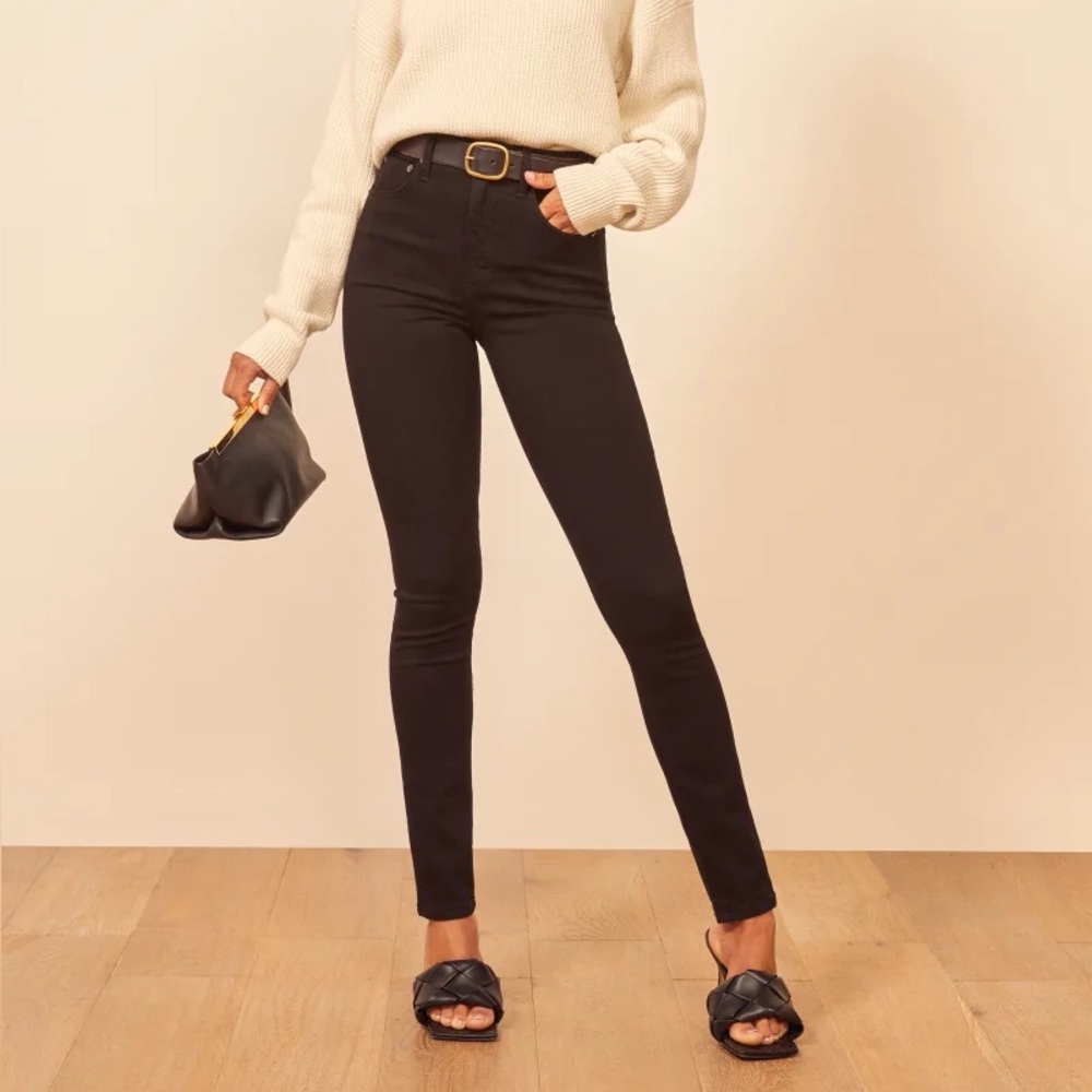 NEW Reformation Harper Ultra High Rise Black Skinny Jeans